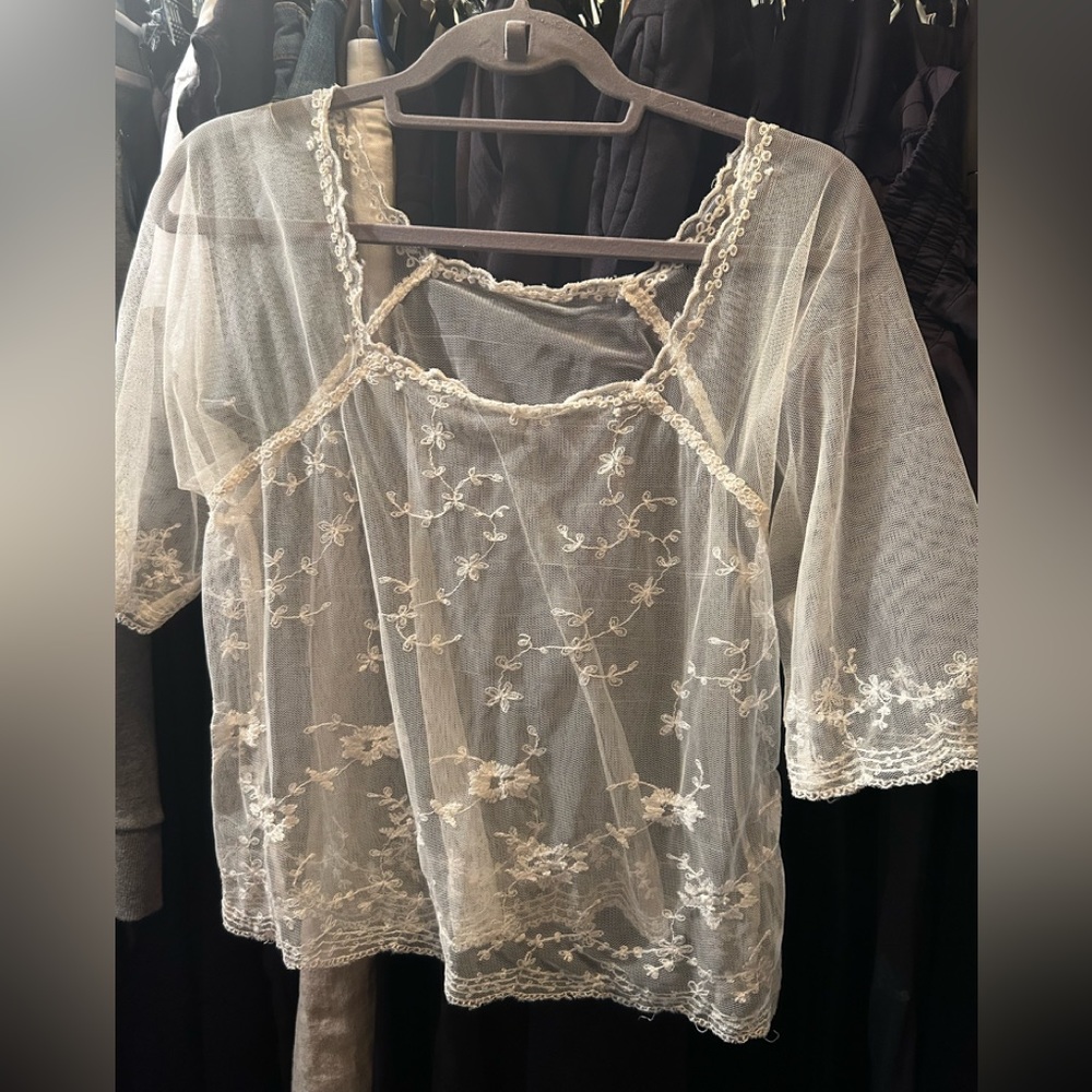 Vintage lace cream bridal top